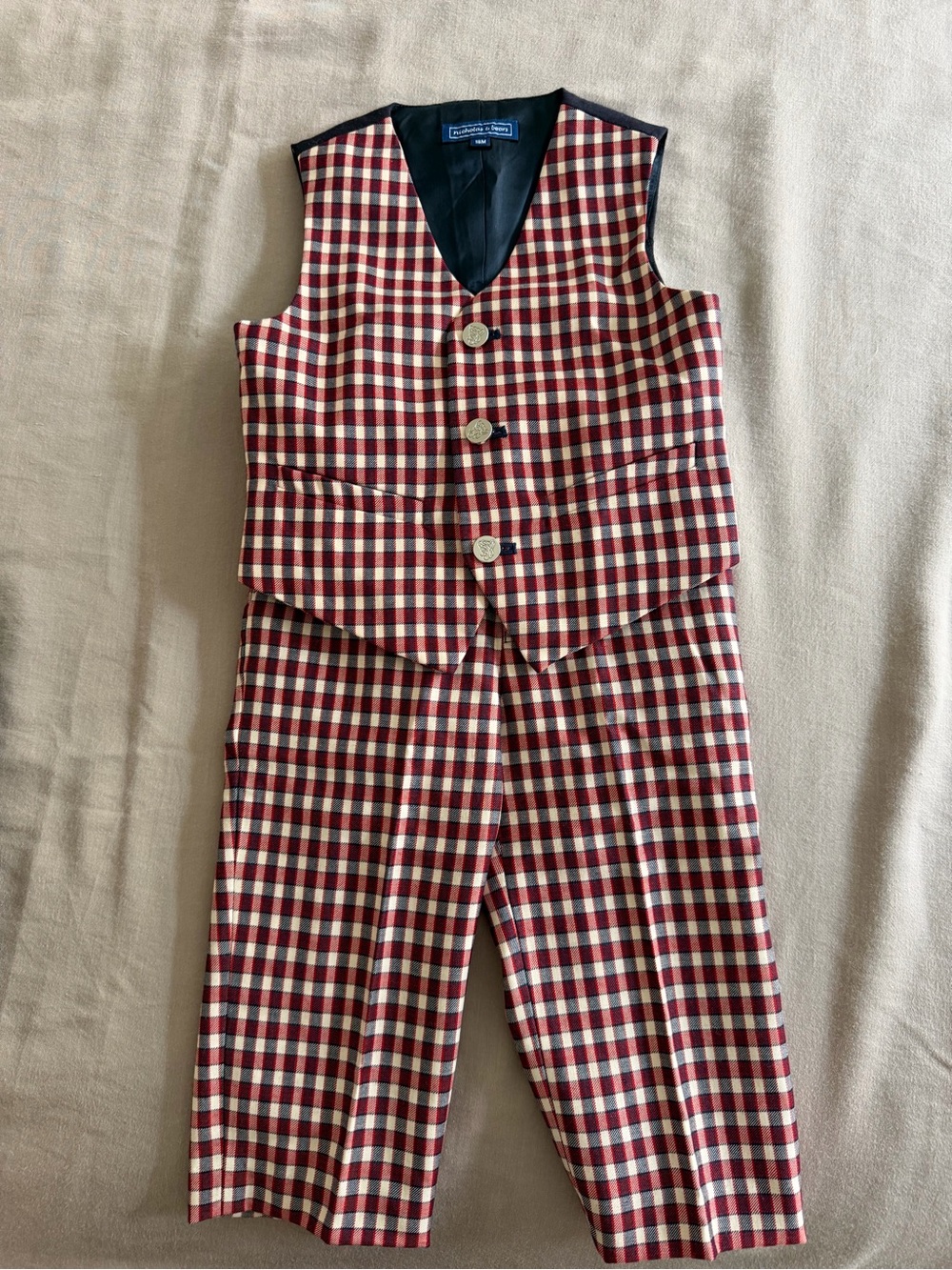 Nicholas & Bears Classic Red Plaid Kids Vest & Pants Set